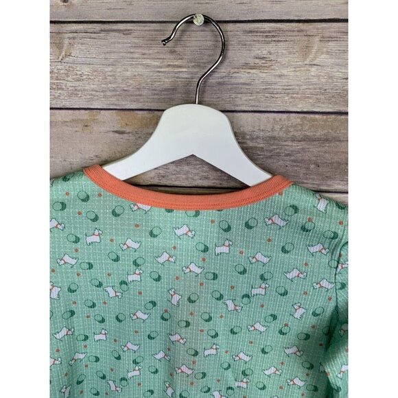 American Girl Beforever Medium 10/12 Pajama Top Green Scotty Dogs Thermal Henley - Picture 8 of 10